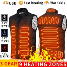 Load image into Gallery viewer, Men USB Infrared 9 Heating Areas Vest Jacket Men Winter Electric Heated Vest Waistcoat For Sports Hiking Oversized 3XL
